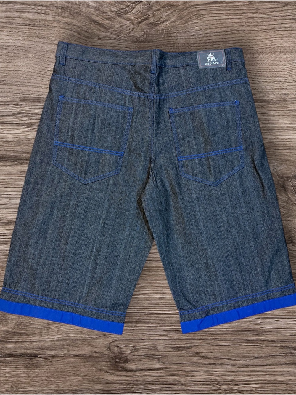 Men's Dark Denim Jean Shorts with Blue Accent by red Ape
